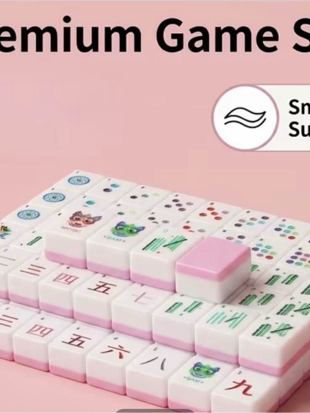 Premium Pink Mahjong Tile set